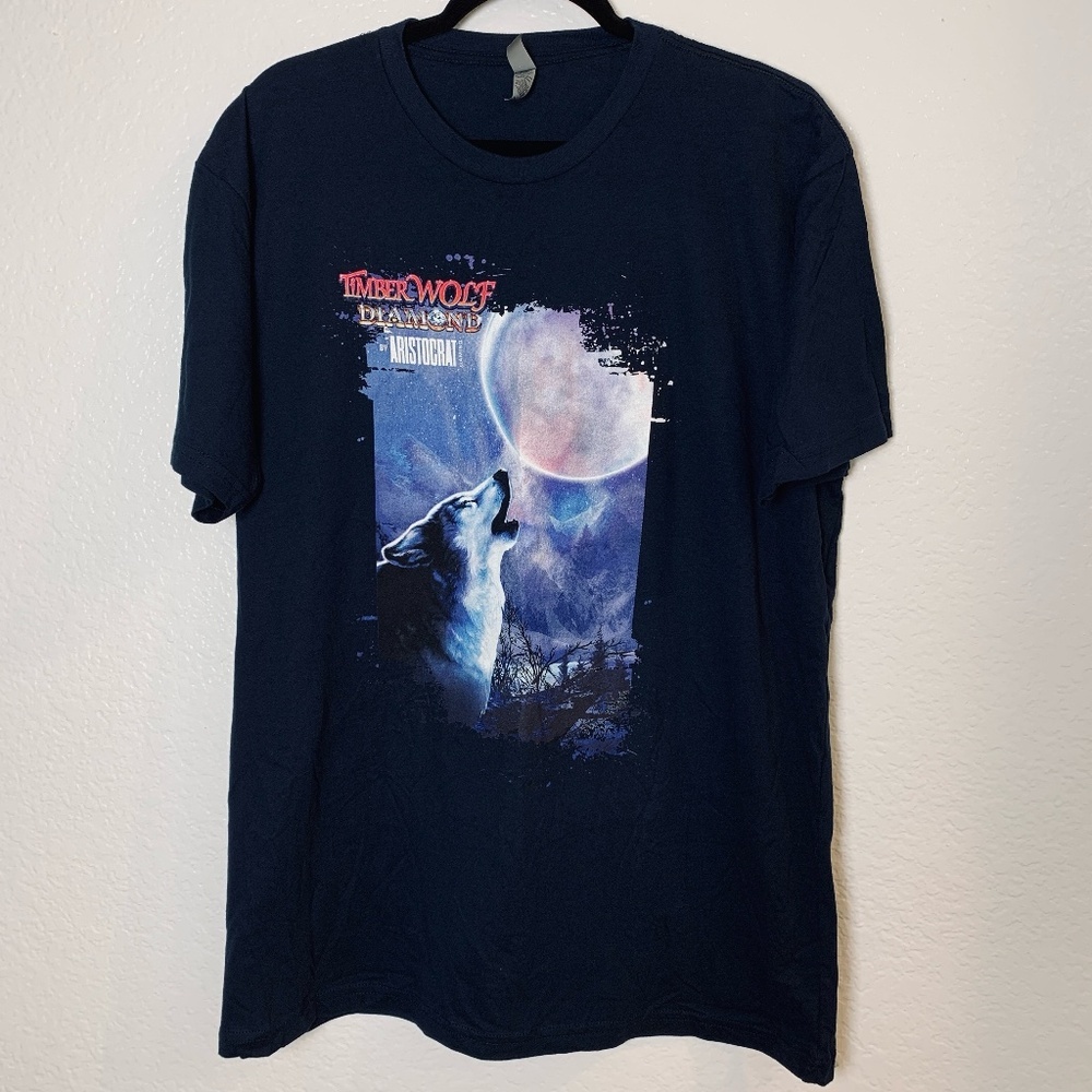 Timber Wolf Diamond Aristocrat Gaming Graphic Tee Shirt XL Blue Slots Casino